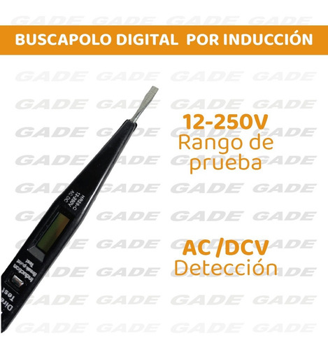 Imagen 2 de 6 de Buscapolo Digital Induccion Voltaje Visor 12v 220v Ac Dc
