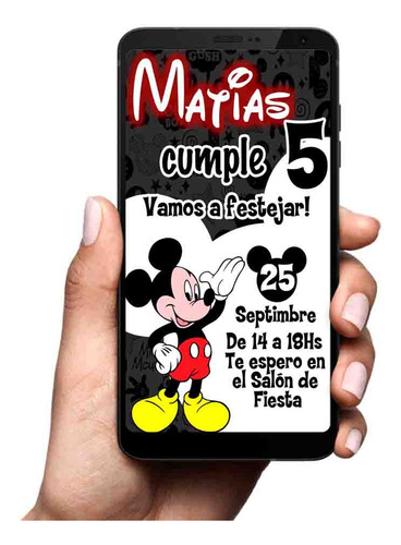Invitación Digital Tarjeta Imprimible Mickey