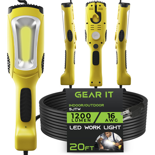 Luz De Trabajo Gearit De Led Cob, Calibre 16 Sjtw, Cable De 