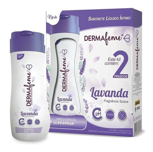 Kit Sabonete Líquido Íntimo Dermafeme Lavanda Com 2 Unidad