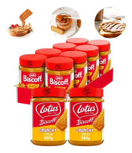 Crema Untable Lotus Biscoff Galleta Crunchy 380g 10 Piezas