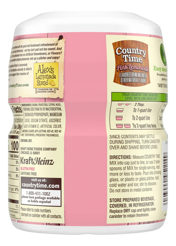 Limonada Rosa Country Time Rinde 9.46lts Puede Variar Pesen