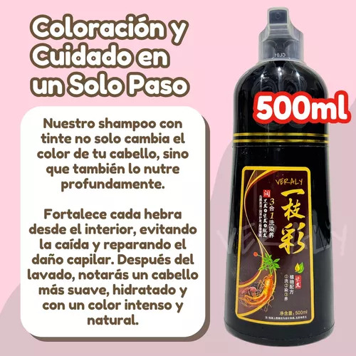 Shampoo Tinte Instantáneo Cubre Canas Natural Jengibre 500ml Cafe Claro