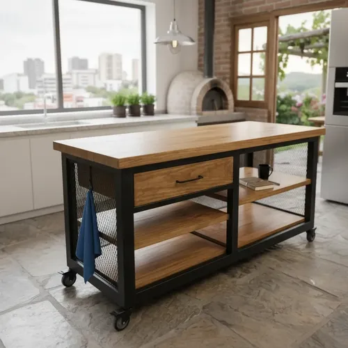 Isla Barra Para Cocina O Parrilla Estilo Industrial | MercadoLibre