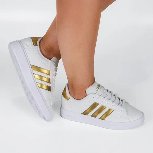 T nis adidas Feminino Grand Court 2.0 Branco E Dourado