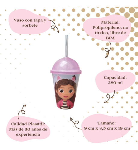 Vaso Plástico Milk Shake La Casa De Gabby 280 Ml