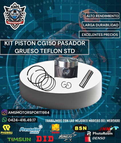 Kit Piston Cg150 Pasador Grueso Teflon Std 