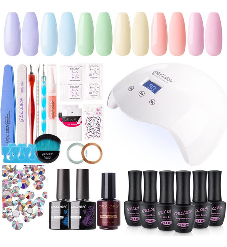 Gellen - Kit De Esmalte De Uñas De Gel Y Lámpara Uv De 24 W