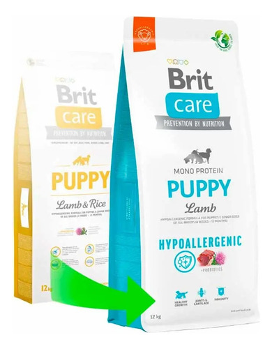 Imagen 2 de 4 de Alimento Brit Brit Care Prevention by Nutrition para perro cachorro todos los tamaños sabor cordero y arroz en bolsa de 12kg