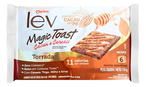 Torrada Lev Magic Toast Cacau E Cereais Marilan 110g