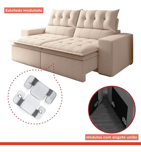 Sofá Retrátil E Reclinável 4 Lugares Pillowtop Duplo M118