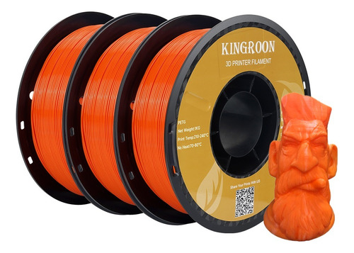 3kg/lote Kingroon Petg Filamento Para Impresora 3d 1.75mm Color Naranja