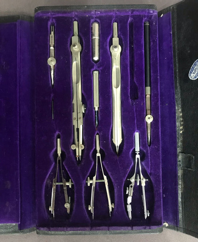 Set Juego De Compases Antiguo Plateado (Usado)