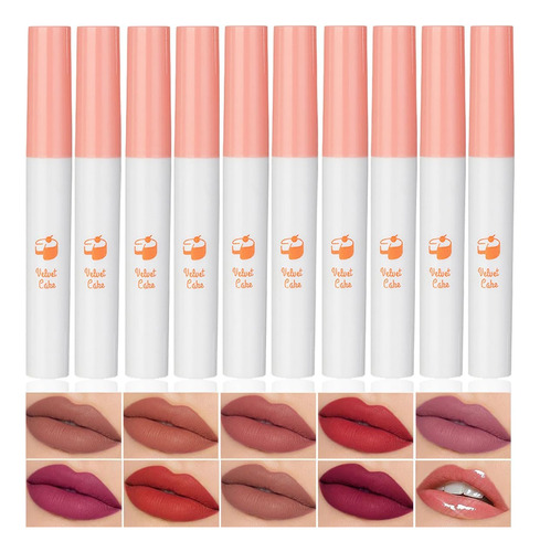 Lápiz Labial De 10 Colores, Juego De Brillo Labial Líquido M