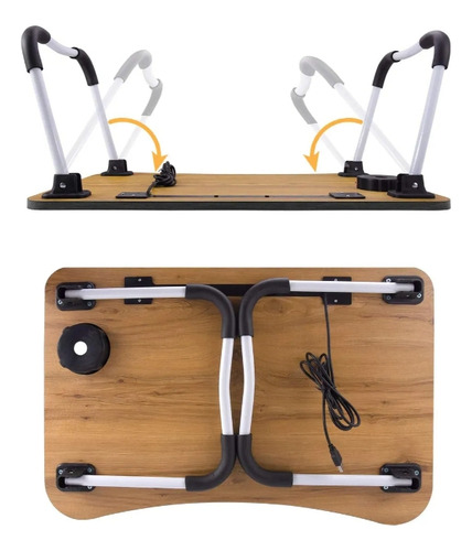 Mesa Plegable De Madera Rosa Para Desayunoy Portátil Con Usb Agua