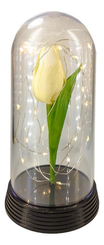 Cúpula Redoma Com Tulipa Branca Inspirada N A Bela E A Fera