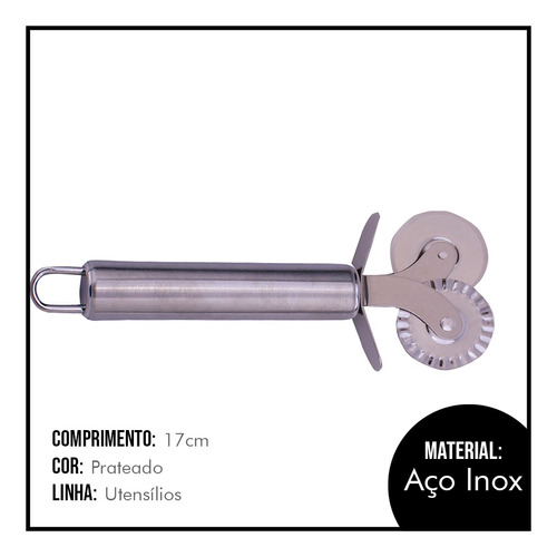Carretilha Dupla Para Massas Inox Resistente