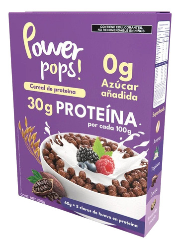 Cereal De Proteína Sabor Chocolate Power Pops 200gr