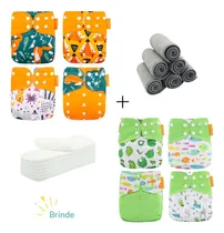 Comprar Kit 8 Fraldas Ecológicas De Pano + 10 Absorventes + Brinde