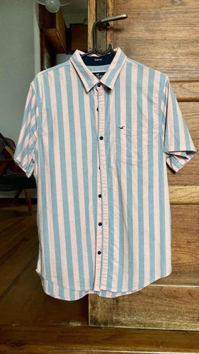 Camisa Hollister Celeste Y Rosada Talle M