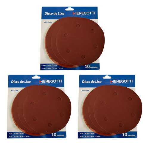Kit Com 30 Lixas 225mm Grão 150 Para Lixadeira Girafa