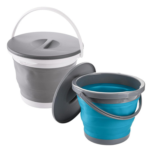 Cubo De Plástico Plegable 5l Con Cierre Para Camping