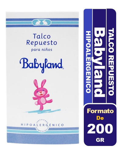 Babyland Talco Hipoalergénico Para Niños Repuesto 200 Gr