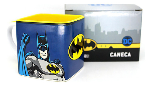 Caneca Batman Cubo 3d Quadrada Cerâmica 300 Ml Oficial Dc