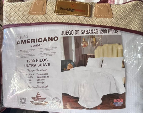 Juego De Sabanas 1200 Hilos 1 Plaza 1/2 100% Algodon