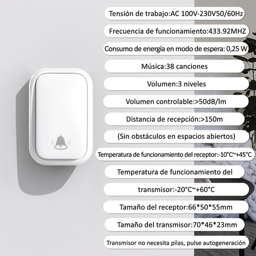 Timbres Inalámbricos Para Casa Timbre Con Mando A Distancia