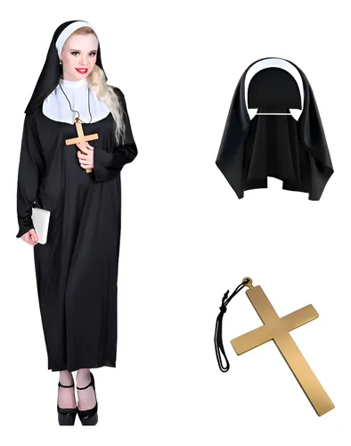 Pack De 2 Velos De Monja Con Babero Blanco – Accesorios Auténticos Para Disfraz De Halloween, Carnaval Y Teatro, Ligeros Y Resistentes