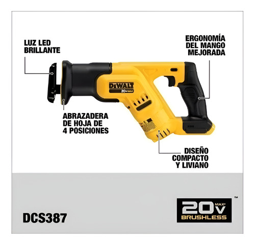 Kit Sierra Recíproca Inalámbrica 20v Max Dewalt Dcs387d1