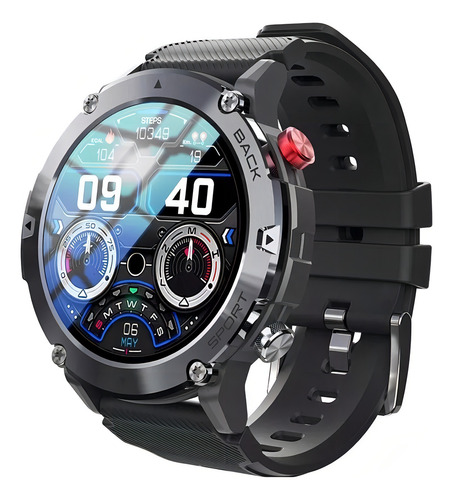 Smartwatch Relógio Iteligente Lf26 Fitness Controlador Saúde Caixa Preto Pulseira Prata Bisel Prata