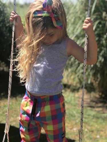 Pantalón Pijamero Niños Escoces Multicolor Tela Camisera