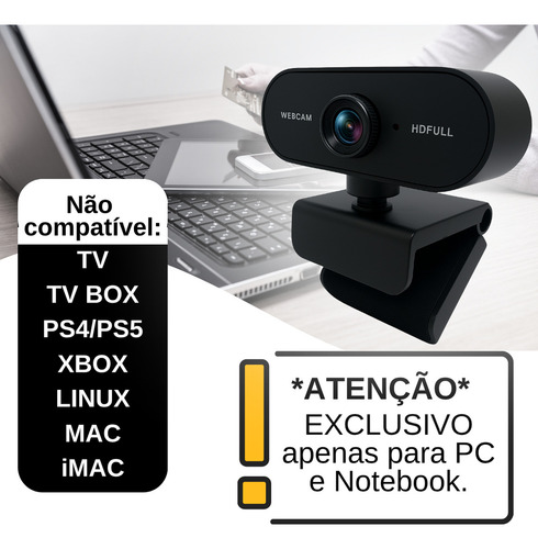Webcam Camera Full Hd 1080p 360º Usb 2.0 Com Microfone Integrado Para Videoconferência Streamcam Home Office Digital Informática