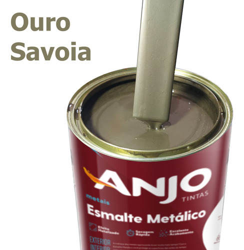 Tinta Esmalte Sintético Metálico Plus 3,6 Litros Para Ferro Direto Na Ferrugem Com Base Solvente E Secagem Rápida Anjo Cor Ouro Savoia