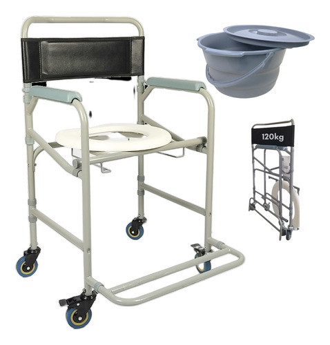 Cadeira De Banho Dobrável Higiênica C/ Rodas Idoso + Comadre