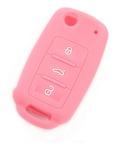 Funda Silicon Llave Volkswagen 3 Botones  Clasico  En Rosa