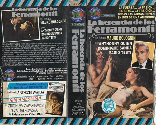 La Herencia De Los Ferramonti Vhs Anthony Quinn Fabio Testi