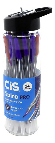 Caneta Spiro Pro Cis 0,7mm Esferográfica Pote Com 24 Unid. Cor Do Exterior Transparente Cor Da Tinta Preta/azul/vermelha