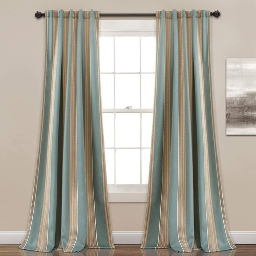 Lush Dcor Julia Stripe Room Darkening Window Curtain Pa...