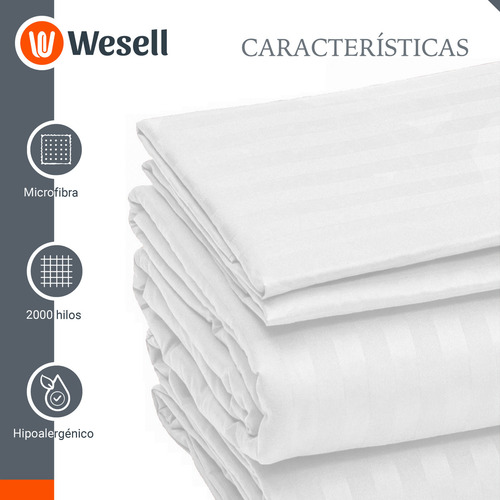 Wesell Hogar juego de sabanas individuales premium microfibra suave color blanco