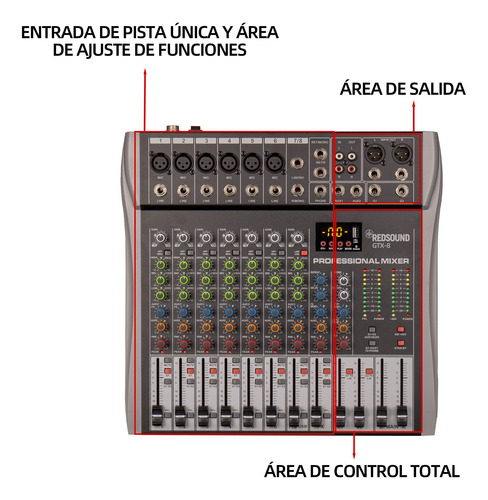 Gochanmi Gtx8 Mezcladora De Audio 8 Canale Usb Bluetooth 48v