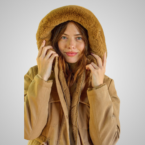 Campera Parka Mujer Con Piel Reversible Abrigada Premium