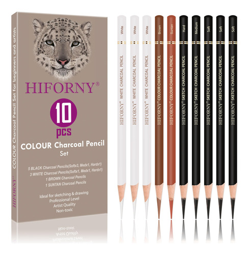 Hiforny 10 Lapices De Carbon De Colores Para Dibujar, Lapice