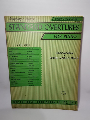 Antiguas Partituras Standard Overtures Piano N°60 Mag 56595