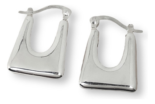 Aros Argollas Plata 925 Inflada Grandes Cuadrados (arg20051)