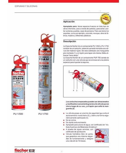 Espuma Poliuretano Expandido Aerosol Pu 1/750 Fischer