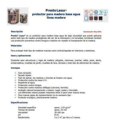Presto 1 Pz Protector Lasur Mad. Trans. Deck/mad. Teka 1lt