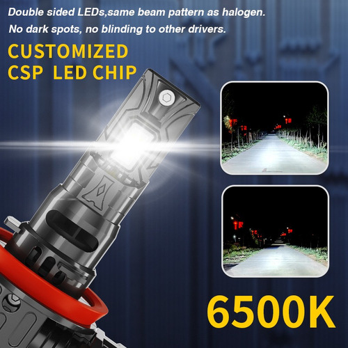 X2 Ampolleta Turbo Led 12v 800w Auto Conector H11 Sin Cables